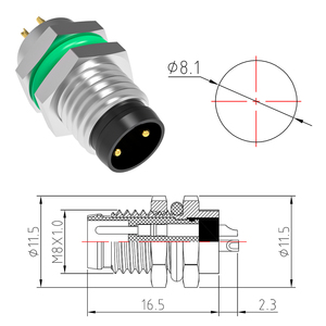 IP67 Thông tư nối M8 công nghiệp điện Hàn đựng a-code 2 Pin M8 * 1.0 trở lại gắn kết Nam ổ cắm kết nối - Product Image 2