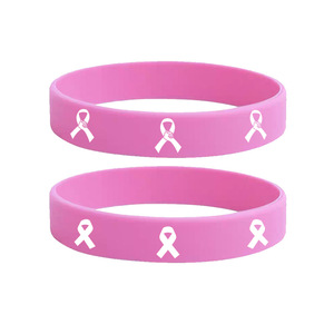 Venta al por mayor pulseras de cáncer de mama pulseras de silicona de moda logotipo personalizado pulsera de goma - Product Image 3