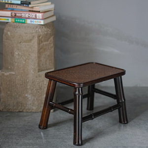 Tabouret en bambou violet, repose-pieds en bois fait à la main, table à thé, meubles de salon, utilisation pour adultes - Product Image 1