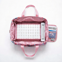 Tas Jinjing Mahjong Pink Boho Mandala Portabel Ringan untuk Membawa Ubin, Tas Tangan dengan Ritsleting, Organizer Penyimpanan Perjalanan, Hadiah untuknya