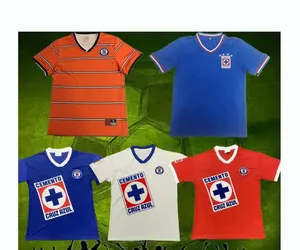 Kaus sepak bola retro CRUZ AZUL, kaus sepak bola klasik retro, kaus vintage oranye putih, kaus sepak bola