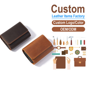 Porte-cartes en cuir véritable Crazy Horse pour homme, portefeuille accordéon multifonctionnel vintage avec blocage RFID, option de logo personnalisé - Product Image 1