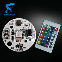 Lampe de nuit LED RGB multicolore en forme de lune, diamètre 31 mm, 3D, intérieur, 5V DC, 3W, avec télécommande IR 24 touches, blanc chaud et bleu