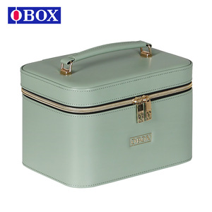 Trousse de Maquillage Portable OBOX avec Miroir, Boîte de Rangement Cosmétique en Velours Côtelé Couleur Unie pour Usage Quotidien Printemps 2025 - Product Image 3
