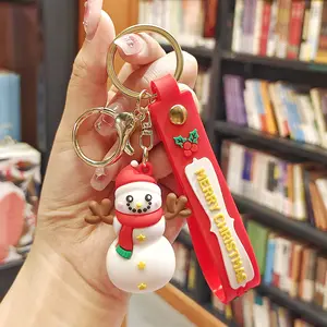 New Arrival Wholesale Soft Silicone Keychain Christmas Snowman Santa Claus Keychain