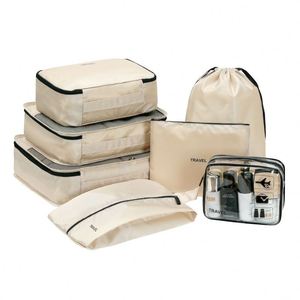 7-Piece <b>Foldable</b> Travel <b>Suitcase</b> Clothes Packing Organizer Luggage Storage Bag Set - Product Image 1