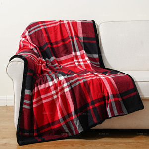 <span class=keywords><strong>Plaid</strong></span> réversible épais en <span class=keywords><strong>fausse</strong></span> <span class=keywords><strong>fourrure</strong></span> à carreaux écossais 127x152cm, motif vintage rouge Buffalo, en flanelle, confortable et thermique - Product Image 5