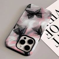 Papillon noir rose créatif Forlphone16 coque de téléphone Foriphone15 Film deux-en-un Forlphone13pro Hard 14p Full Cover