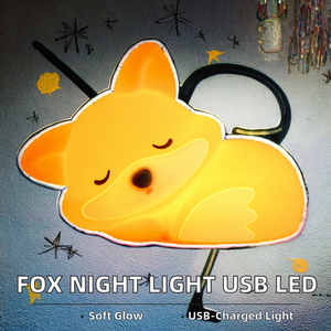 Petite lampe de chevet LED Little Fox, design de dessin animé créatif, lumière de nuit moderne avec charge USB pour l'ambiance de la chambre à coucher, pour le salon - Product Image 2