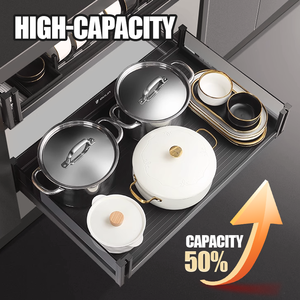 ตะกร้าอลูมิเนียมอัลลอย2ชั้นดีไซน์ทันสมัยทนทานกันน้ำดึงออกได้สำหรับเก็บของในห้องครัวที่มีประสิทธิภาพ - Product Image 2