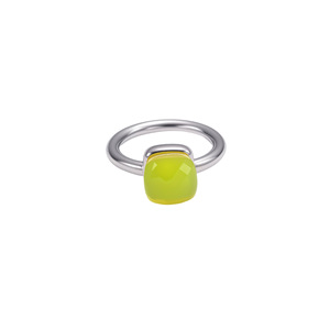 Bague en acier inoxydable style luxe léger japonais et coréen, forme cube de sucre irrégulier, avec zircon et émeraude, motif champignon - Product Image 4