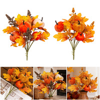 Bouquet de feuilles d'érable et de citrouilles au toucher réel pour la décoration de table de la Fête de la Moisson et de Thanksgiving, et la décoration intérieure