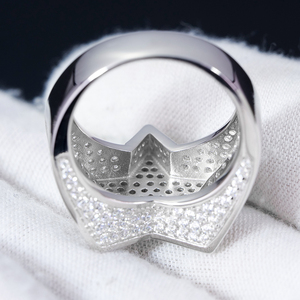Atacado de Fábrica Personalizado em Massa Joias Hip Hop de Prata Esterlina 925 Anel de Estrela Cravejado com Diamantes e Moissanite para Homens - Product Image 3