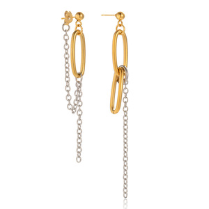 Pendientes Modernos con Borlas Geométricas, Color Oro 18K y Plata, Cadena de Acero Inoxidable, Estilo Lámpara de Araña - Product Image 4