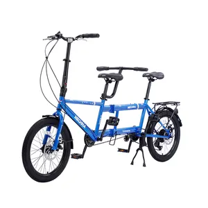 Folding tandem bike steel frame 7 speed for 2 persons ride double seat bicycle