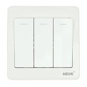 ABUK 3 Gang 2 Way Eco-Friendly Electrical Home Save Switching Power Supply Push Button Pressure Wall light Switch 10A