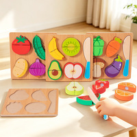 Juguetes Montessori de Madera, Juego de Cortar Frutas y Verduras, Rompecabezas Educativo Temprano, Juego de Cocina de Juego de Roles para Niños, Regalo