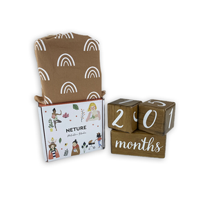 Mini bloques de construcción de madera para niños, juguete de construcción con 3 bloques de madera segura, con foto grabada <span class=keywords><strong>mensual</strong></span>, edad de bebé - Product Image 4