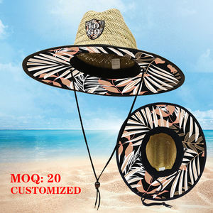Sombrero de Paja Personalizado Natural de Verano con Ala Ancha Hueca para <span class=keywords><strong>Playa</strong></span>, Salvavidas, Pesca, Surf y Sombrero de Paja para Bebé - Product Image 2