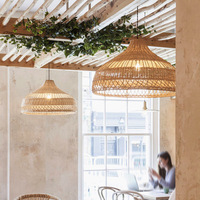 Lampe à Suspension E27 Tissé à la Main en Bambou et Rotin Abat-Jour Lumière Naturelle, Petites à Grandes Tailles, pour Usage Domestique, Salle à Manger, Bar