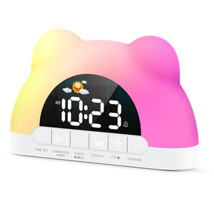 Hot bán kỹ thuật số Đồng hồ bàn cuộc sống thông minh Wake RGB môi trường xung quanh ánh sáng mặt trời mọc âm nhạc đồng hồ báo thức dễ thương thiết kế động vật USB powered cho - Product Image 5