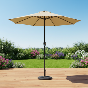<span class=keywords><strong>Parasol</strong></span> de jardin extérieur grand format 2,5 m avec mât central à manivelle, design moderne en polyester <span class=keywords><strong>pour</strong></span> cour et plage - Product Image 1