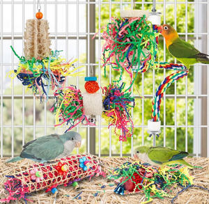 Juguetes Naturales para Aves, Juego de Juguetes de Madera Coloridos para Masticar y Buscar Alimentos para Loros, Venta al Por Mayor - Product Image 4