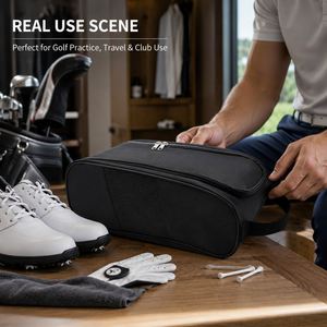 Sac à chaussures de golf respirant avec logo personnalisé, en nylon imperméable, pochette de transport pour chaussures de sport athlétiques avec maille ventilée pour les voyages - Product Image 2