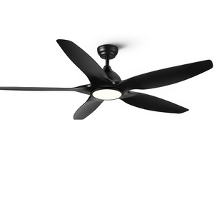 60 Inch <b>Ceiling</b> Fan With Led <b>Light</b> Black Abs Blades 5 Blade Modern Design For Living Room - Product Image 1