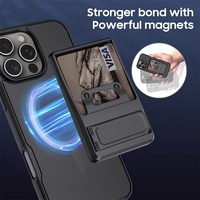 Support de téléphone magnétique transparent en PC avec fente pour carte de portefeuille 2-en-1, béquille mobile pour utilisation sur bureau