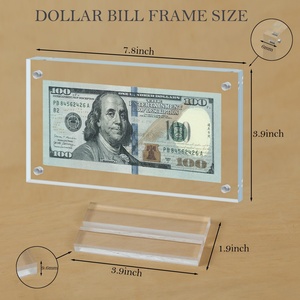 Wholesale Currency Frame <b>Display</b> <b>Case</b> Clear Acrylic Dollar Bill Holder With Base - Product Image 2