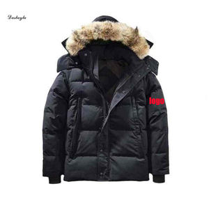Parka en duvet de haute qualité, luxe, qualité supérieure, pour homme, avec capuche en fourrure de loup, parka canadienne pour homme pour l'hiver, avec sac anti-poussière - Product Image 1