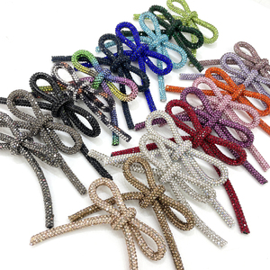 RE014 ホットセール ラインストーンボウブローチ ハンドメイド ラインストーンラウンドチューブロープボウノット 衣類用 - Product Image 6