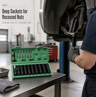 SANEITE – Kit d'outils 18 pièces avec douilles profondes de 78 mm et embouts de tournevis en acier CR-V, étui rigide pour réparation automobile et bricolage intensif