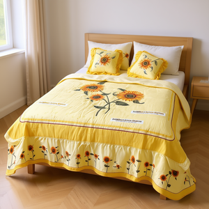 Colcha Doble Milabca Lyon Station Sunflowers con 2 Cojines, Estampado Floral, Estilo Clásico para el Hogar, Poliéster - Product Image 2