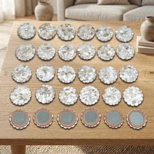 Stone Handicraft International <b>White</b> Mother Pearl <b>Mirror</b> Mid Century Modern Handmade Mouth Blown Elegant Marble Top Decoration - Product Image 3