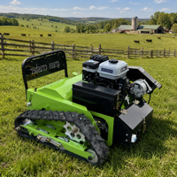 Mesin Pemotong Rumput Y Blade Flail 180mm Remote Control Bensin 4-Tak Mini Crawler Tracked Robot Pemotong Rumput Lereng
