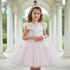 Abbigliamento elegante per bambini Vestidos Para Nias <span class=keywords><strong>bambina</strong></span> in pizzo Tulle abito <span class=keywords><strong>da</strong></span> principessa <span class=keywords><strong>fata</strong></span> applicazioni Delicate abiti <span class=keywords><strong>da</strong></span> ragazza fiore - Product Image 2