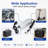 Chargeur de batterie au lithium 4S 14,6V 8A 100-240VAC Chargeur portable pour batterie LiFePO4 12V Vélo électrique Scooter