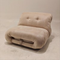 Fauteuil lounge moderne en forme de nuage sans accoudoirs en cuir PU avec structure intérieure en acier carbone