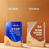Plaque de récompense en cristal personnalisée ZP avec base en bois, trophée de reconnaissance pour le service de fidélité, souvenir d'entreprise, récompense en cristal