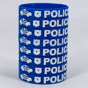 Pulsera de Silicona Azul con Estampado de POLICÍA para Niños, Ideal para Actividades Deportivas, Fabricada en Stock para Uso en Eventos - Product Image 1
