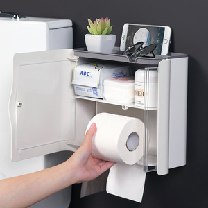 <b>Wall</b> <b>Mounted</b> Toilet Paper Holder Rectangular Waterproof Multipurpose Storage Rack For Bathroom Tissue <b>Box</b> - Product Image 3