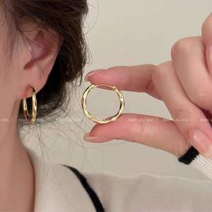 Pendientes de Aro Clásicos y Modernos para Mujer, de Kevlar con Piedra Natural, Electrochapados, de Lujo Ligero, de Alta Gama, Simples, Circulares, Dorados - Product Image 6