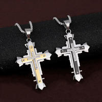 2026 Hottest Selling Faith Based Luxury Cross 18K PVD 316L Stainless Steel Diamond Sweater Chain Fine Religious Jewelry Women