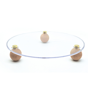 Bandeja de servicio moderna de un solo nivel de cristal transparente con forma personalizada con patas de madera, organizador de almacenamiento de cocina para el hogar para pastel, postre - Product Image 1