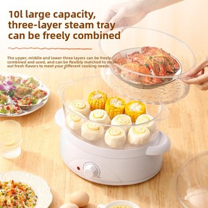 Vaporiera Elettrica Trasparente Multifunzione Domestica Piccola a Più Strati Grande Capacità con Controllo Meccanico 600W <span class=keywords><strong>Terza</strong></span> Generazione - Product Image 2