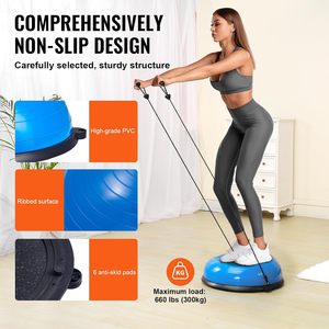 Yoga Half Ball Balance Trainer <b>Exercise</b> Ball (PVC/<b>ABS</b>/TPR 58cm) with Resistant Band & Foot Pump for Home Gym Core Training - Product Image 4