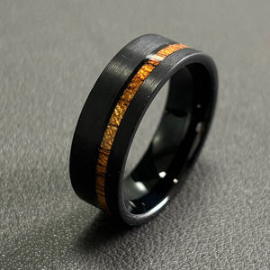 خاتم الزفاف الكلاسيكي للرجال من ألين ، نيزك ورقة الذهب المسحوق ، مع تطعيم الحجر الرملي الأزرق ، نمط الذهب الوردي - Product Image 5