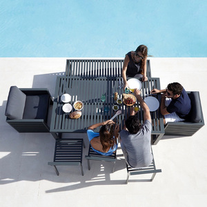Juego de Sofás de Aluminio de Lujo para Exteriores, Mesa de Comedor Moderna para Jardín, Sillas Impermeables, <span class=keywords><strong>Muebles</strong></span> Seccionales para Patio, para Proyectos de Hoteles y Villas - Product Image 2